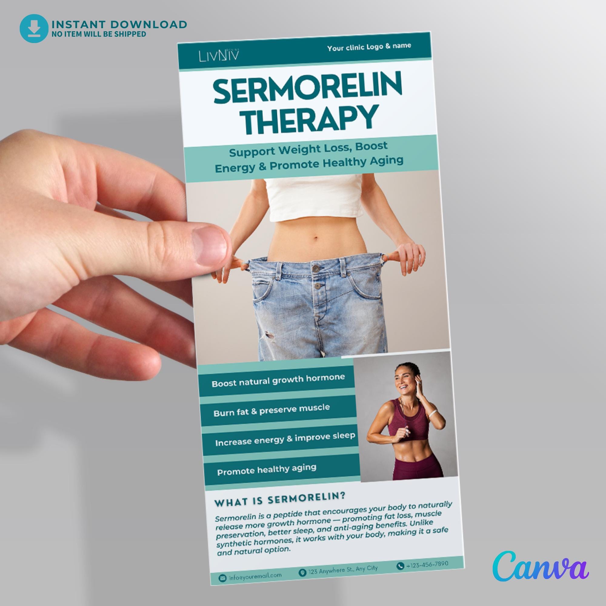 Therpay Rack Card Example Sermorelin Therapy Rack Card Peptide Marketing Template Weight Loss ...