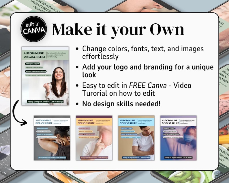 Functional Medicine Social Media Template Naturopath Marketing Gut Health Bundle Canva Editable Holistic Medicine Instagram Post Wellness image 5