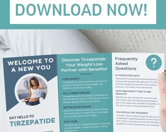tirzepatide brochure Tirzepatide Brochure Weight Loss Trifold GLP-1 Template Clinic Weight Loss  Tools Metabolic Health Handout Fat Reduction Tips Wellness Plan