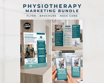 Physiotherapy Marketing Bundle Physical Therapy  Flyer Template Physio Brochure Canva Editable Rehab Rack Card Printable
