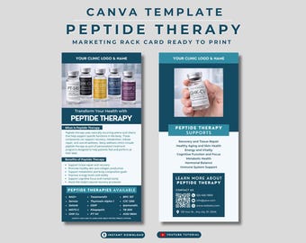 Peptide Therapy Rack Card Template Peptide Clinic Marketing Handout Canva Editable Wellness Clinic Flyer Med Spa Printable