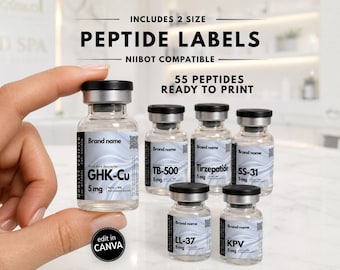 Peptide Vial Label Templates  Niimbot Printable Labels Holographic Medical Vial Sticker