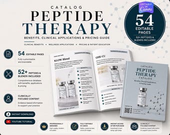 Peptide Vial Catalog Template Peptide Therapy Price List Med Spa Treatment Menu Wellness Clinic Marketing Handout