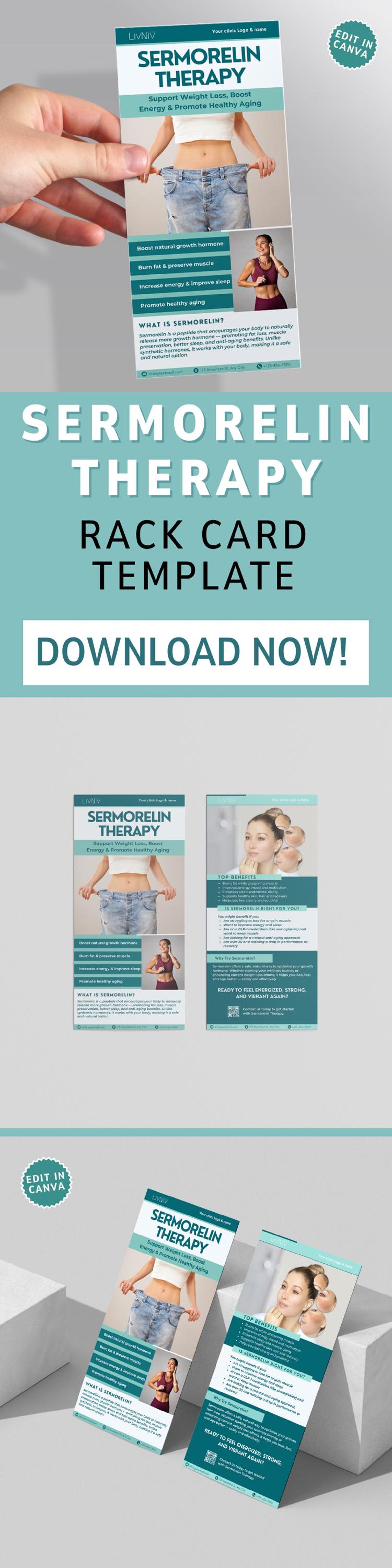 Therpay Rack Card Example Sermorelin Therapy Rack Card Peptide Marketing Template Weight Loss ...