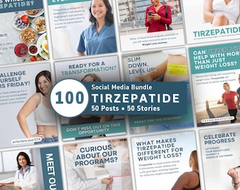 Tirzepatide Weight Loss Social Media Template | GLP-1 Medical Weight Loss Instagram Bundle