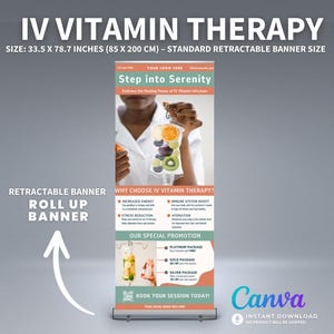 IV Therapy Banner Template Standing Banner Wellness Service Retractable Banner IV Drip Therapy Marketing Banner Health Clinic Display Sign