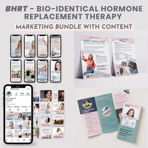 Bio-Identische Hormonersatztherapie Bündel Frau Gesundheit Marketing Vorlage Hormonelle Balance Pamphlet BHRT Social Media Menopause Flyer