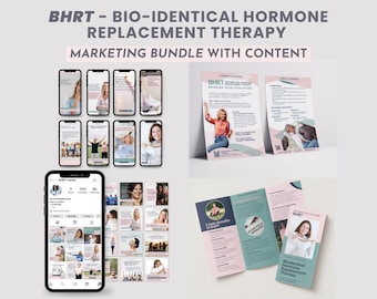 Bio-Identical Hormone Replacement Therapy Bundle Woman Health Marketing Template Hormonal Balance Pamphlet BHRT Social Media Menopause Flyer