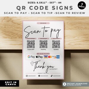 Scan To Pay Template | QR Code Sign for Small Business (Digital Download) image 8