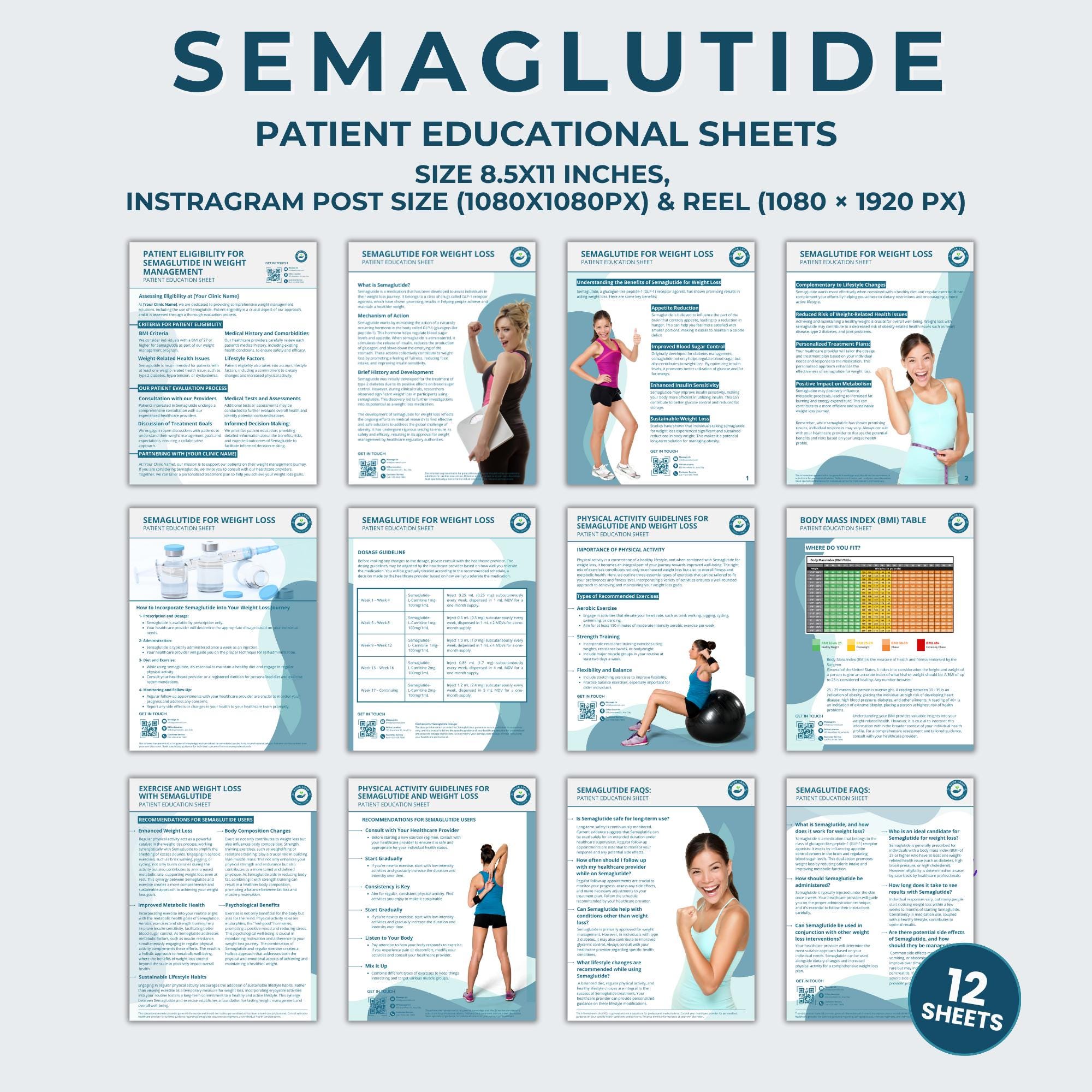 semaglutide patient education Semaglutide Patient Education Sheets, Weight Loss Forms (canva Template)