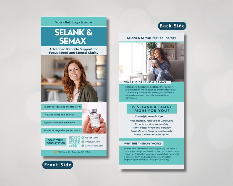 Therpay Rack Card Example Peptide Therapy Rack Card Template Selank Semax Patient Info Canva ...