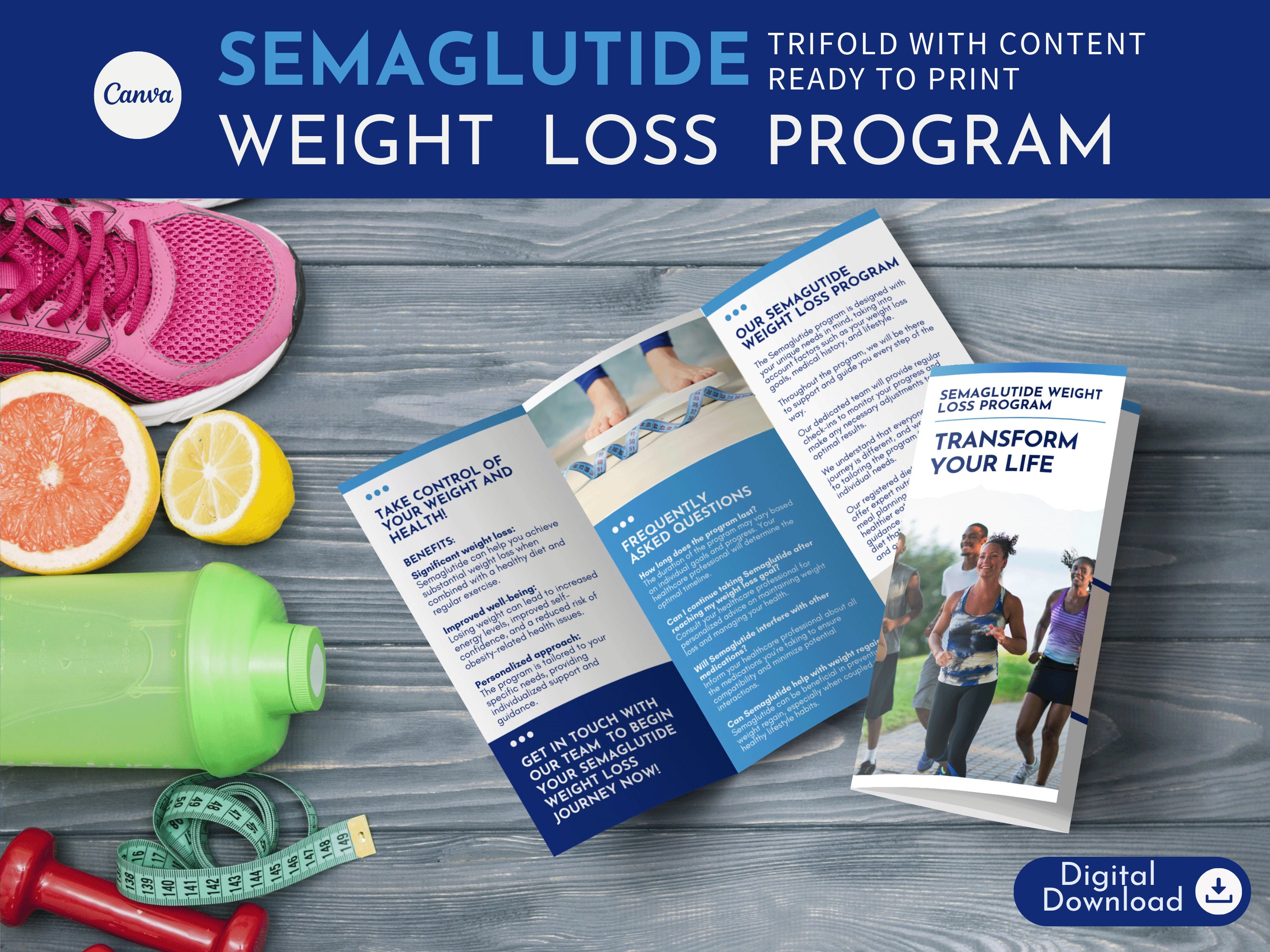 Semaglutide Weight Loss Program Trifold Printable Trifold Canva ...