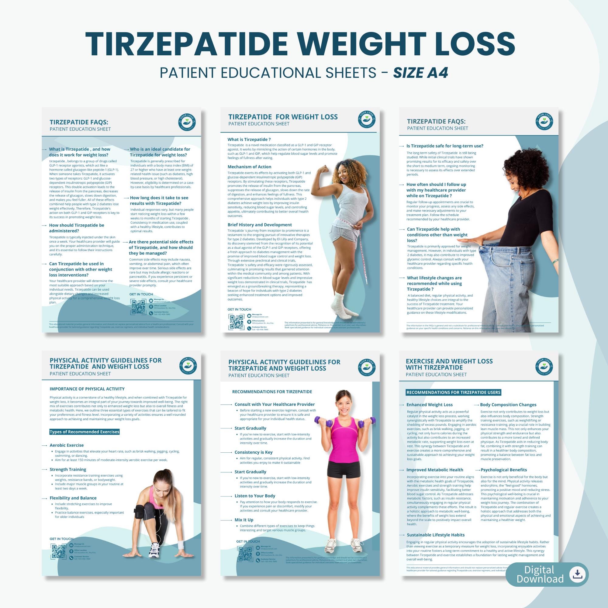 tirzepatide patient information leaflet Tirzepatide Weight Loss Patient Educational Sheet GLP-1 Injection  Instructions Handout Medspa Printable for Weight Loss Journey Info