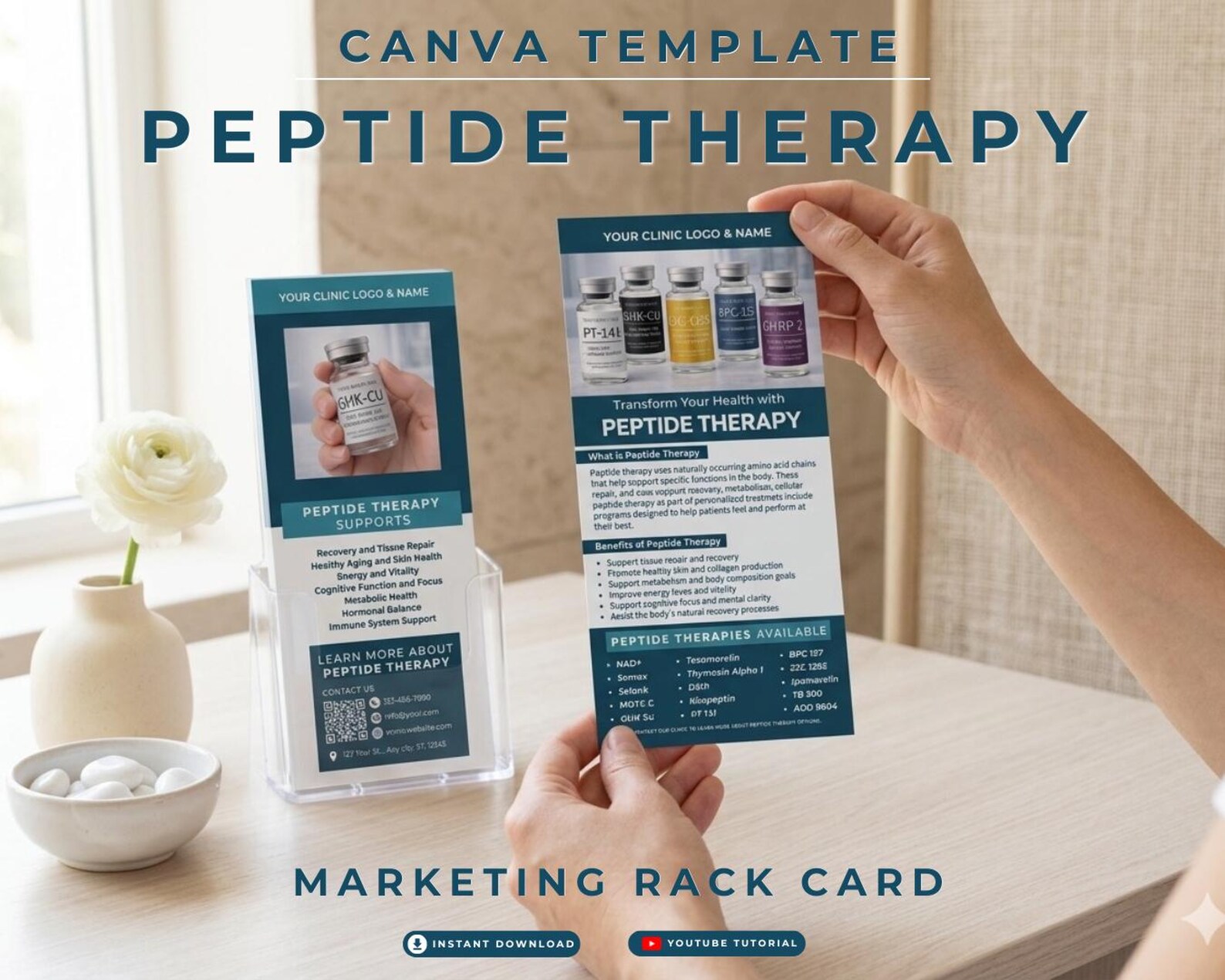 Therpay Rack Card Example Peptide Therapy Rack Card Template Peptide Clinic Marketing Handout ...