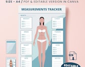 Body Measurement Tracker Printable PDF Canva Template Measurement Tracking Worksheet Body Progress Tracker Fitness Body Log Metrics Tracker
