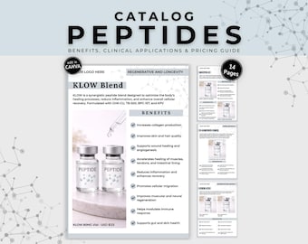 Peptide Vial Catalog Template Peptide Therapy Price List Med Spa Treatment Menu Wellness Clinic Marketing Handout