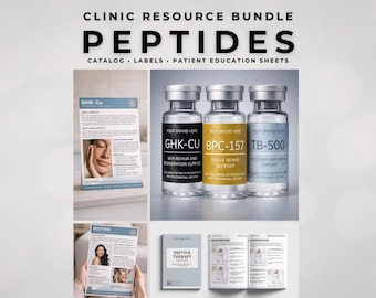 Peptide Therapy Bundle Template Peptide Catalog Printable Patient Education Handout Peptide Label Canva Editable Medspa Resource Marketing