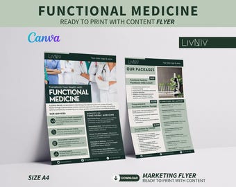 Functional Medicine Flyer Template Naturopathic Doctor Info Sheet Canva Editable Handout Holistic Medicine Pamphlet Integrative Health Guide