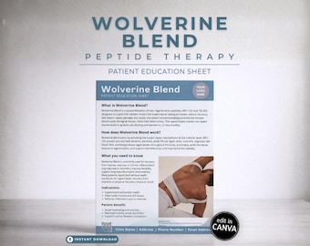 Wolverine Blend Patient Education Sheet Peptide Therapy Handout Wellness Centers Info Sheet Medspa Resources Canva Template