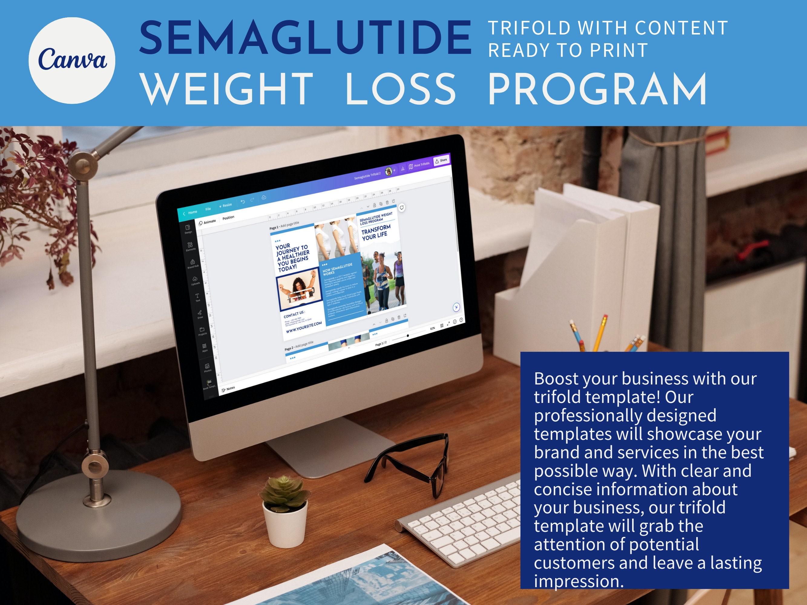 Semaglutide Weight Loss Program Trifold Printable Trifold Canva ...