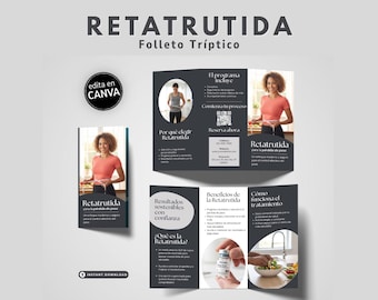Plantilla Tríptico Retatrutida Canva Editable Folleto Pérdida de Peso GLP 1 Terapia con Péptidos Marketing Clínica Estética Med Spa