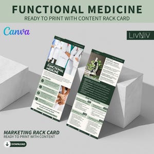 Plantilla de marketing de bienestar para tarjetas de presentación de medicina funcional. Salud holística. Tarjeta de información editable para pacientes de medicina alternativa.