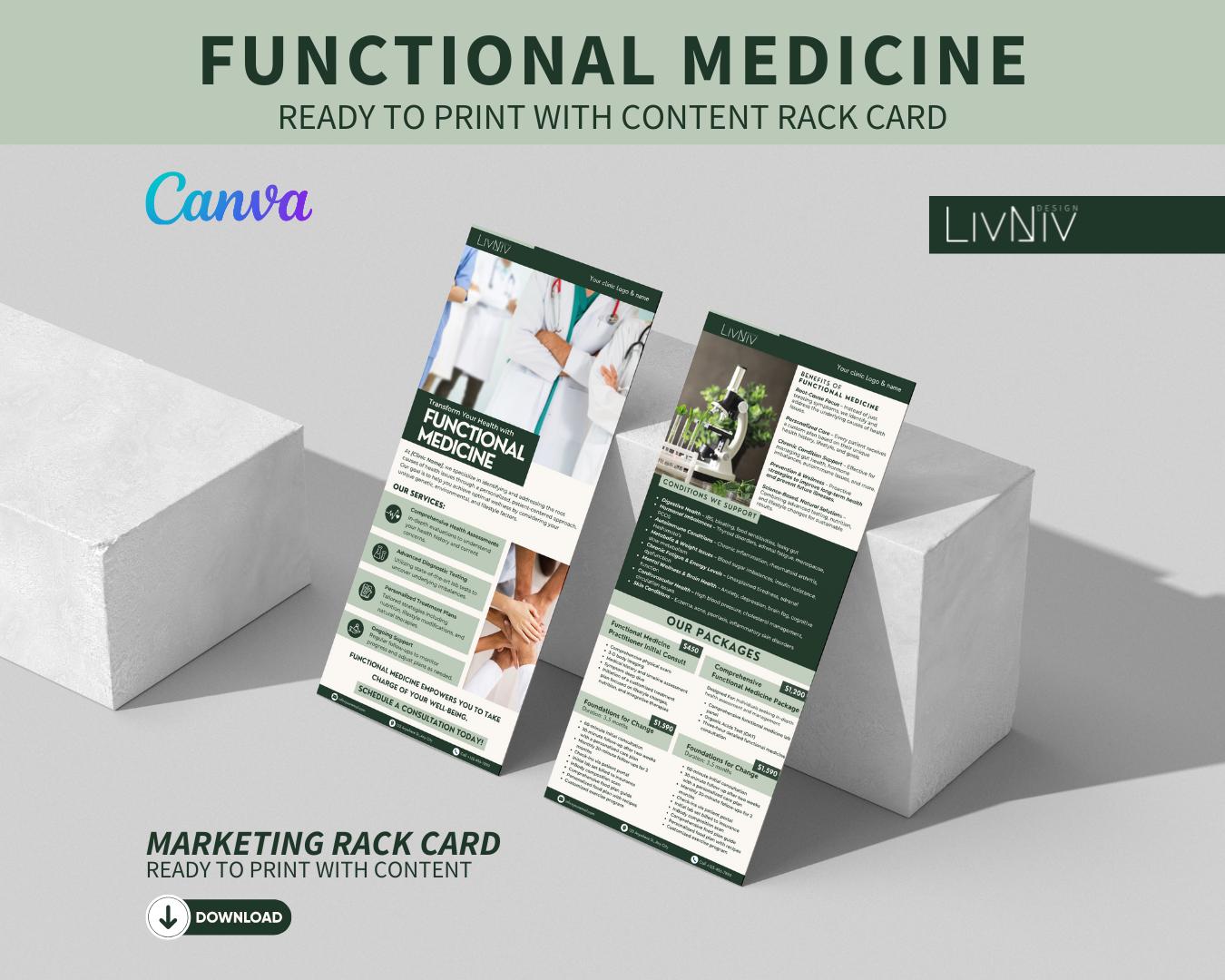 Patient Rack Card Functional Medicine Rack Card Wellness Marketing Template Holistic ...