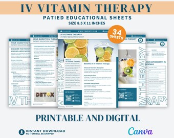 IV Vitamin Guide Template IV Therapy Patient Educational Sheet Canva IV Drip Client Education Leaflet wellness Center Information Packet