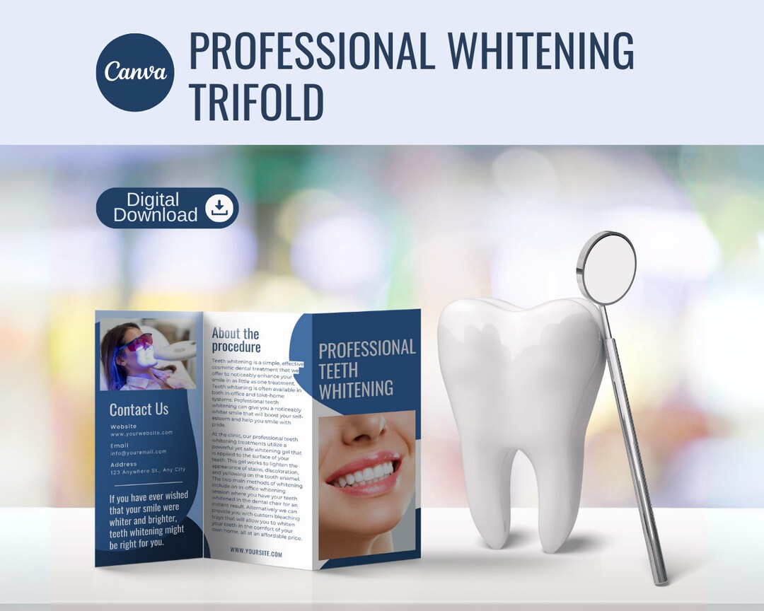 Printable Professional Teeth Whitening Trifold Brochure Template Canva Printable Professional Teeth Whitening Trifold Brochure Template Canva