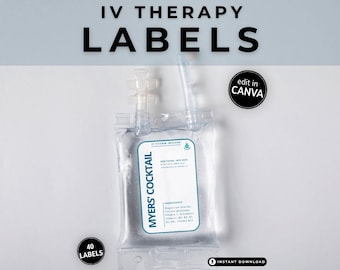 IV Bag Label Template IV Therapy Sticker Drip Label Customizable Canva Template iv Vitamin Label IV Hydration Label iv Bag Sticker
