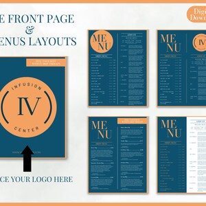 IV Printable Menu Digital Download Canva Template Orange IV Therapy ...