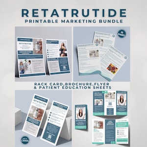 Retatrutide-marketingbundel voor gewichtsverlies: flyer, informatiekaart, brochure (digitale download van canva-sjabloon)