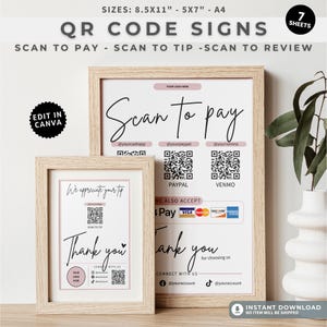 Scan To Pay Template | QR Code Sign for Small Business (Digital Download) image 2