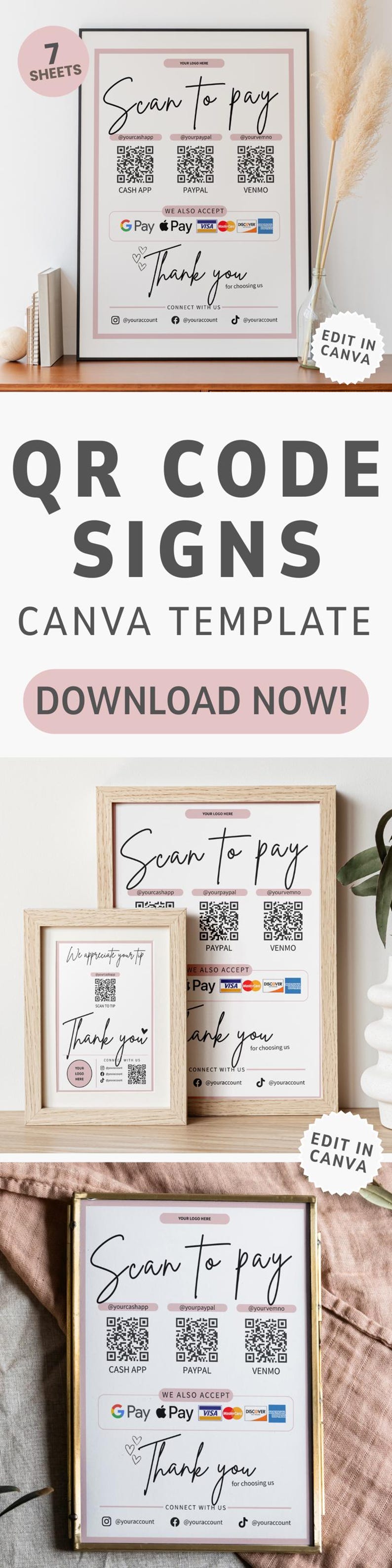 Scan To Pay Template | QR Code Sign for Small Business (Digital Download) image 13