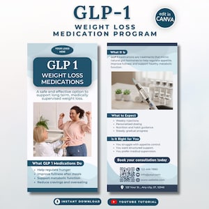 GLP-1 Weight Loss Clinic Rack Card Template (Digital Download)