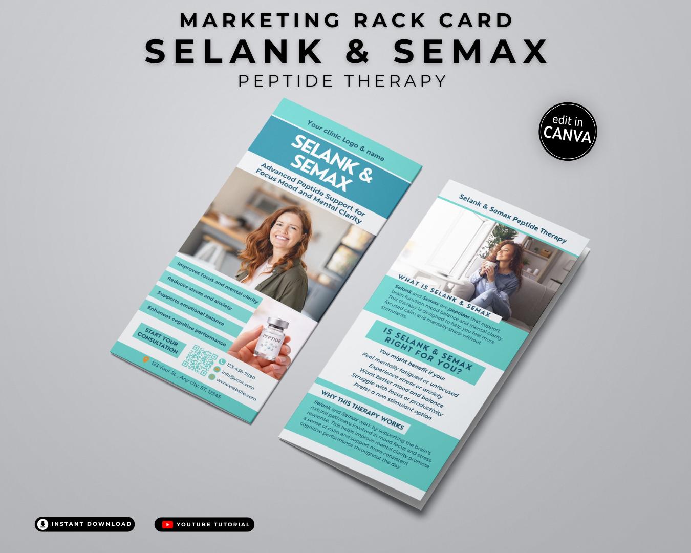 Therpay Rack Card Example Peptide Therapy Rack Card Template Selank Semax Patient Info Canva ...
