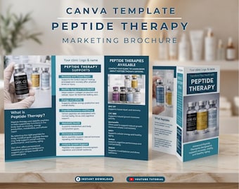 Peptide Therapy Brochure Template Peptide Clinic Trifold Marketing Wellness Center Flyer Longevity Medicine Editable Canva Med Spa Handout