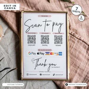 Scan To Pay Template | QR Code Sign for Small Business (Digital Download) image 6