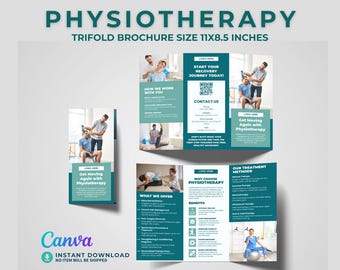 Physiotherapy Trifold Template Physical Therapy Marketing Handout Medical Brochure for Orthopedic Practices and Wellness Centers Leaflet