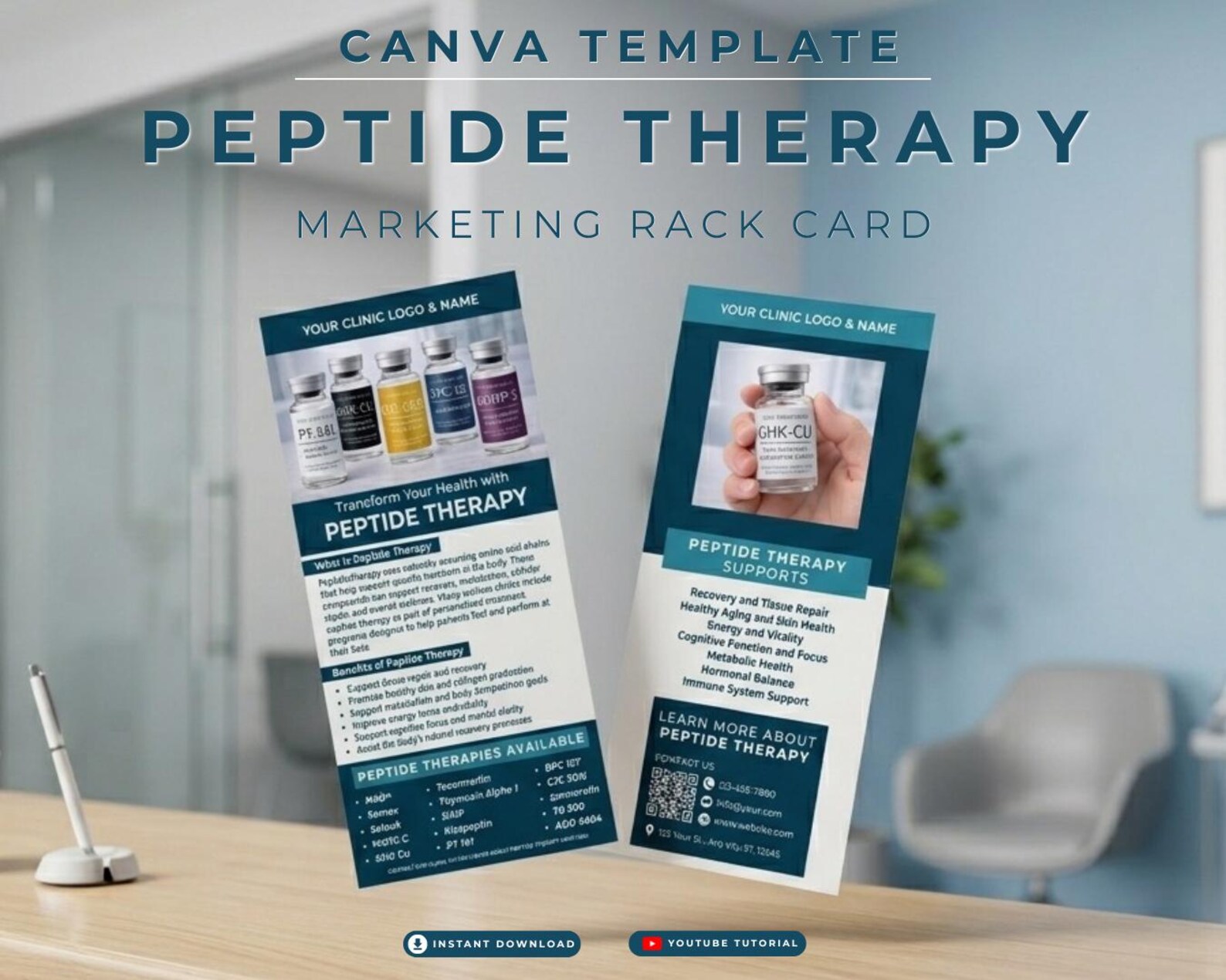 Therpay Rack Card Example Peptide Therapy Rack Card Template Peptide Clinic Marketing Handout ...