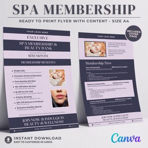 Szablon ulotki MedSpa Ulotka estetyczna Botoks i zastrzyki Centra odnowy biologicznej Canva Edytowalna ulotka dotycząca pakietu usług Marketing spa