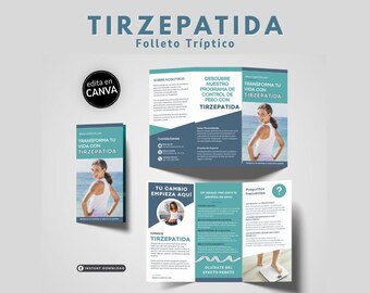 Folleto Tirzepatida GLP Pérdida Peso Tríptico Canva Clínica Programa Adelgazamiento Salud Metabólica | Tirzepatide Brochure Spanish