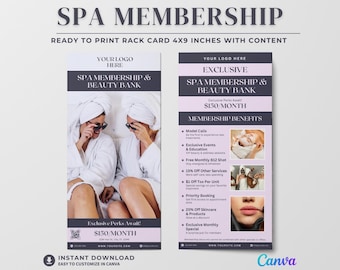 MedSpa Membership Template Aesthetic Rack Card Botox and Injectables for Wellness Centers Canva Editable Service Package Card Spa Marketing