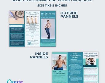 Tesofensine Brochure Canva Weight Loss Template Anti Obesity Handout  Printable Appetite Suppressant Info Sheet Wellness Clinic Marketing