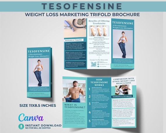 tesofensine and tirzepatide Tesofensine Brochure Canva Weight Loss Template Anti Obesity Handout  Printable Appetite Suppressant Info Sheet Wellness Clinic Marketing