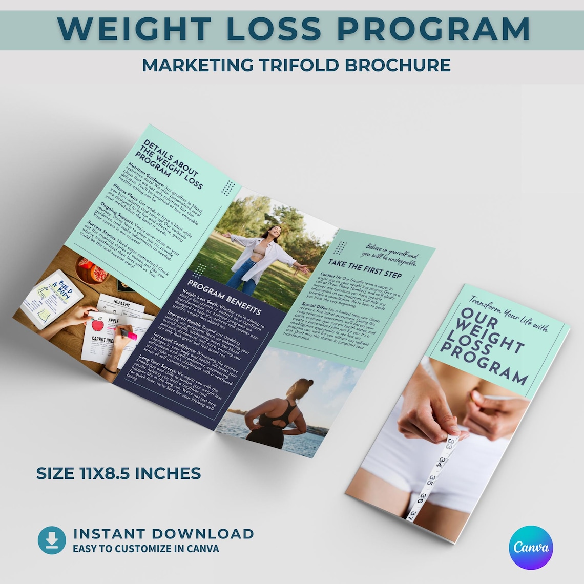 Weight Loss Program Template Diet Brochure Canva Editable Weight ...