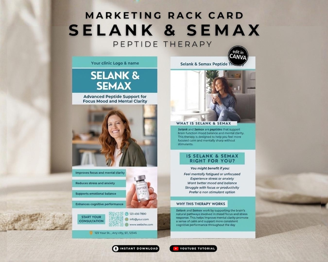 Therpay Rack Card Example Peptide Therapy Rack Card Template Selank Semax Patient Info Canva ...
