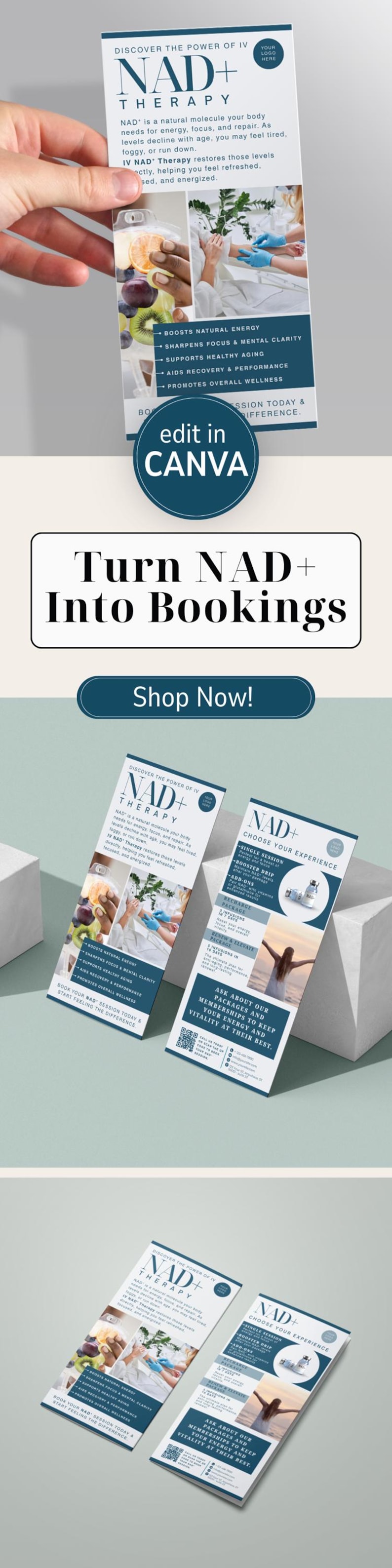 Therpay Rack Card Example NAD IV Therapy Rack Card Template Medspa Canva Design (digital) - Etsy