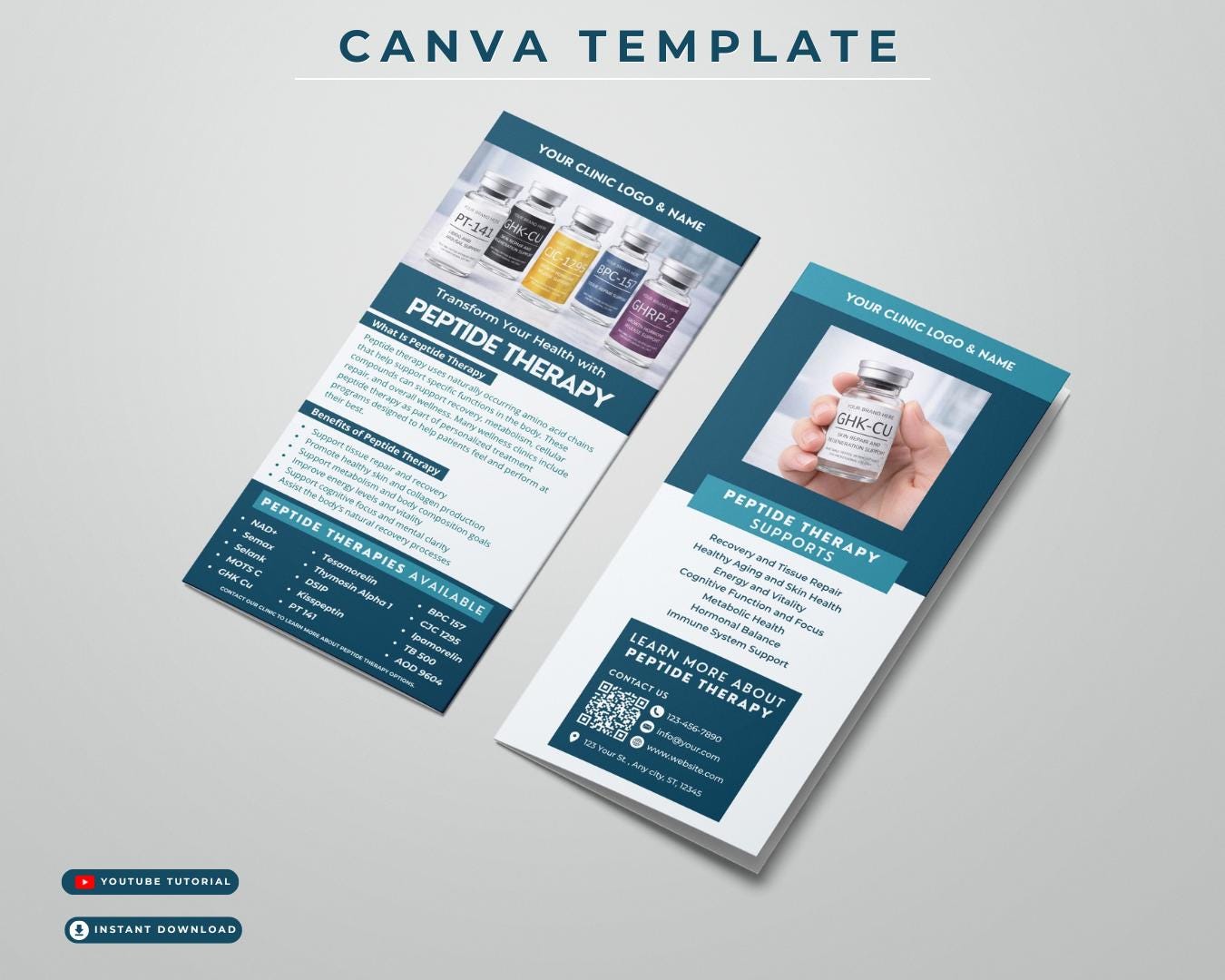 Therpay Rack Card Example Peptide Therapy Rack Card Template Peptide Clinic Marketing Handout ...