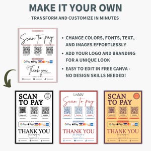 Scan To Pay Template | QR Code Sign for Small Business (Digital Download) image 10